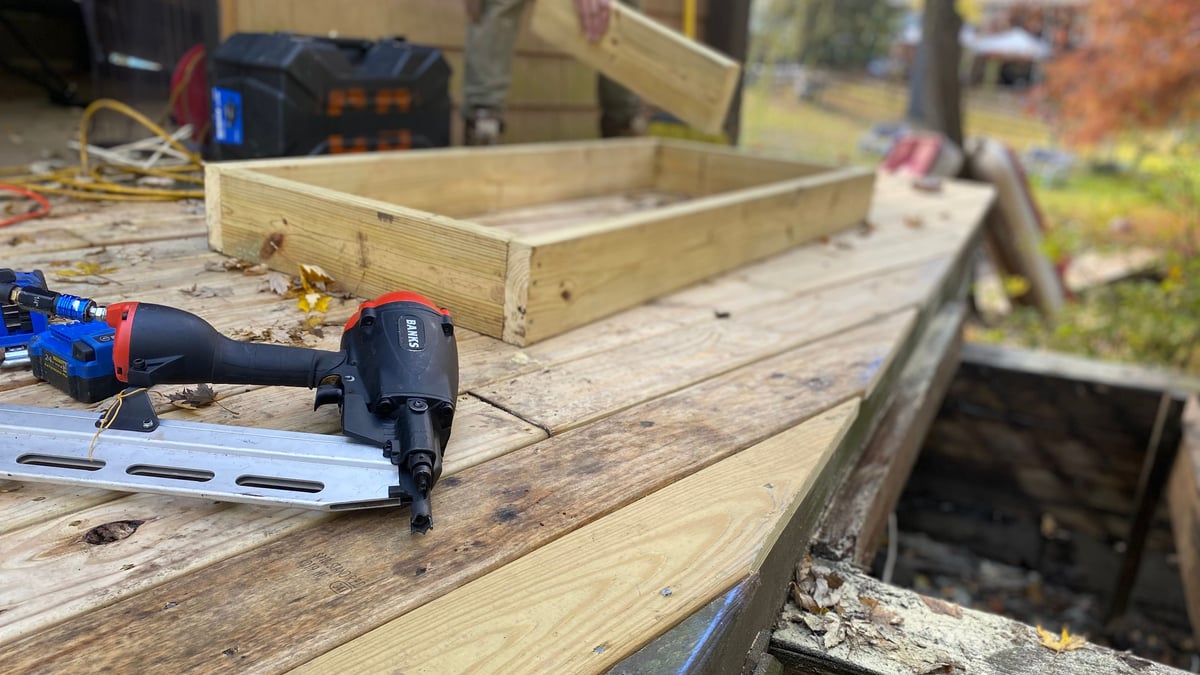 Roof deck installation on a new home frame